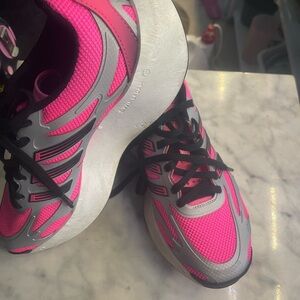adidas Vibrant Pink and Gray Running Shoes Adizero Aruku.